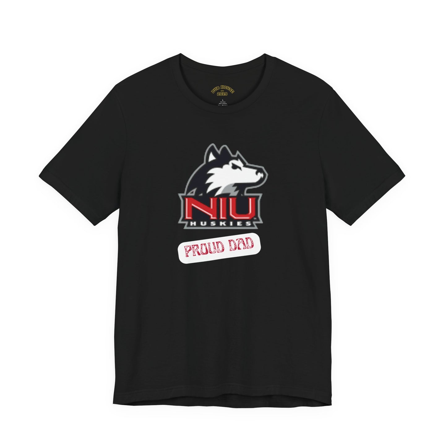 Proud Dad T-Shirt, Unisex Jersey Short Sleeve Tee, NIU Huskies Fan Gear, Father's Day Gift, College Dad Shirt, Sports Apparel