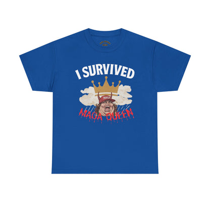 I Survived the Queen on Tik Tok Tee - Unisex Heavy Cotton Tee, Funny Graphic Shirt, Casual Wear