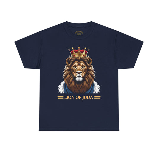 Lion of Juda Unisex Heavy Cotton Tee, Inspirational T-Shirt, Faith-Based Apparel, Christian Gift, Casual Wear, Unique Lion Graphic