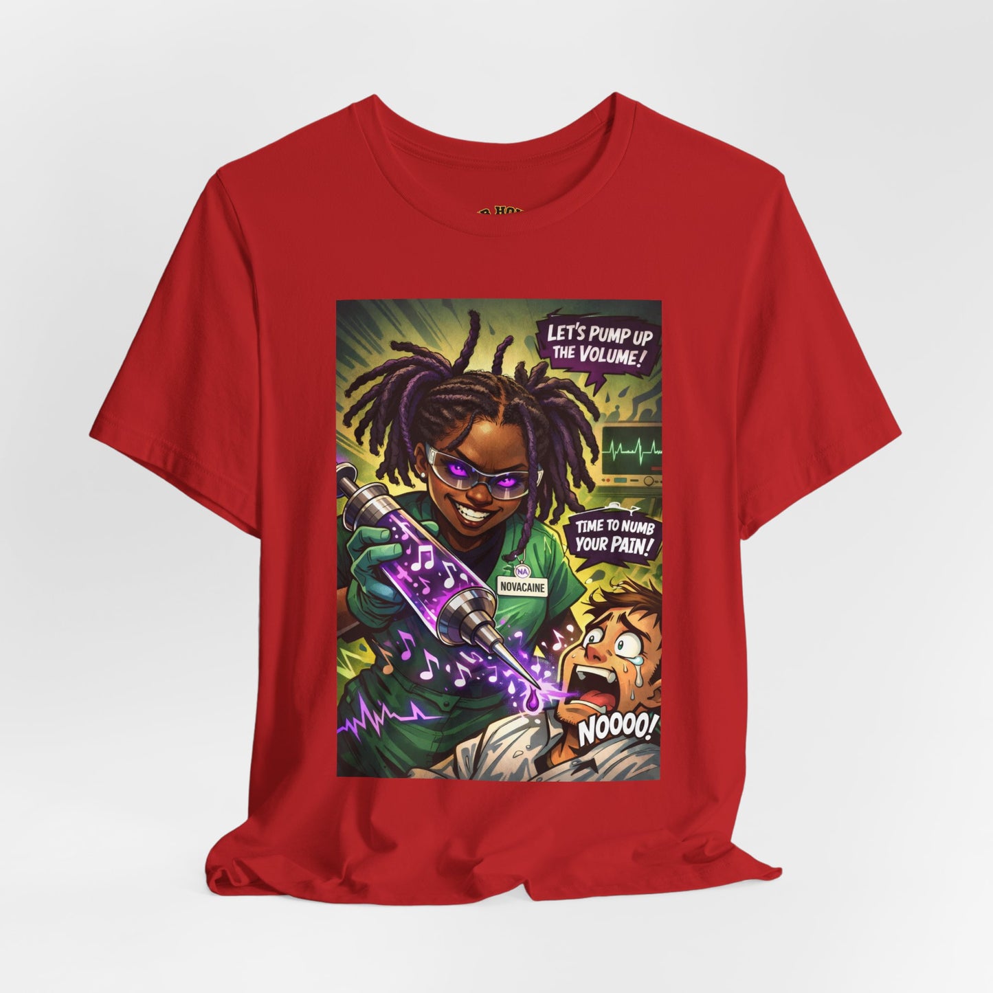 Novacaine Tee — "Let's Pump Up The Volume!" Graphic T-Shirt