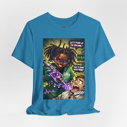 Novacaine Tee — "Let's Pump Up The Volume!" Graphic T-Shirt