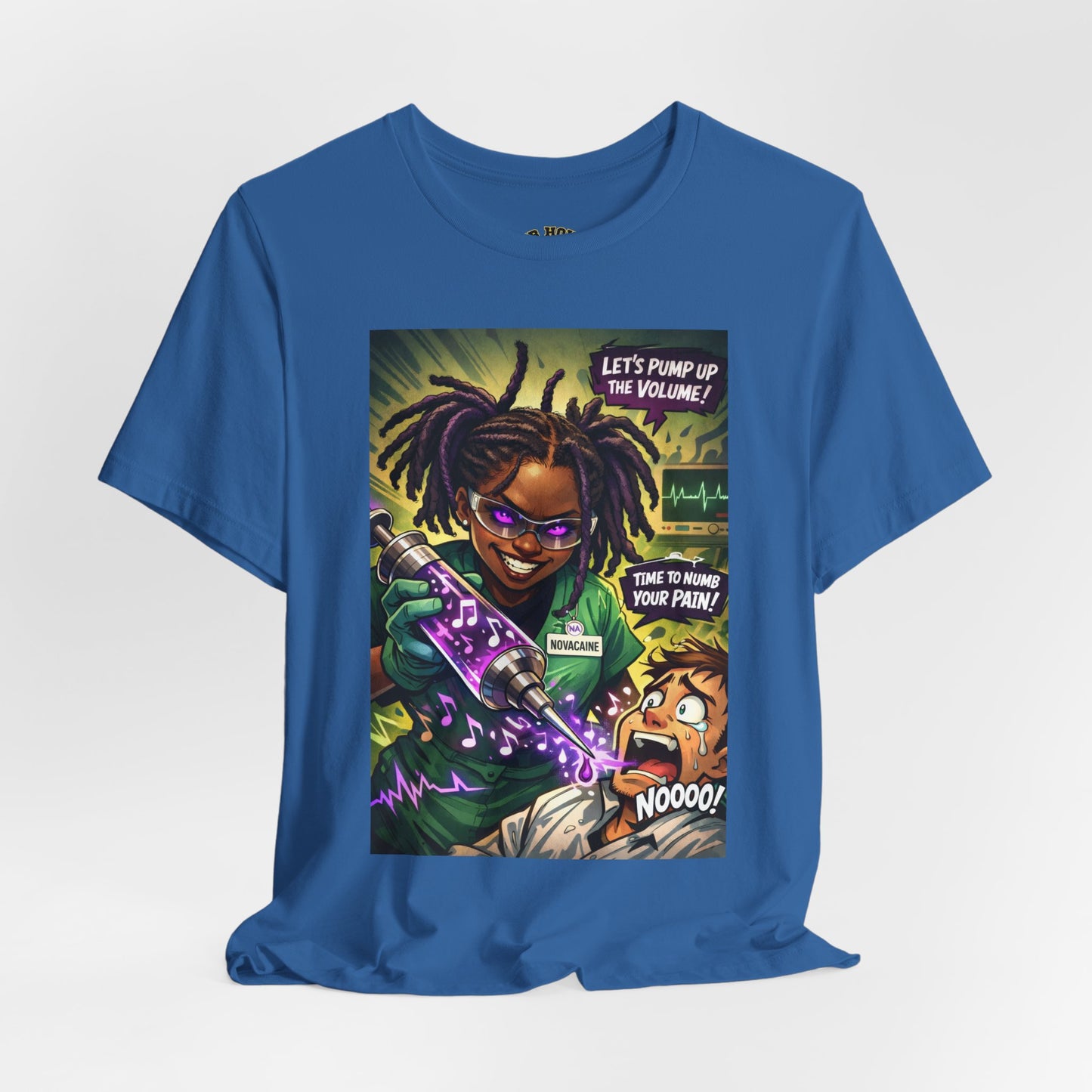 Novacaine Tee — "Let's Pump Up The Volume!" Graphic T-Shirt