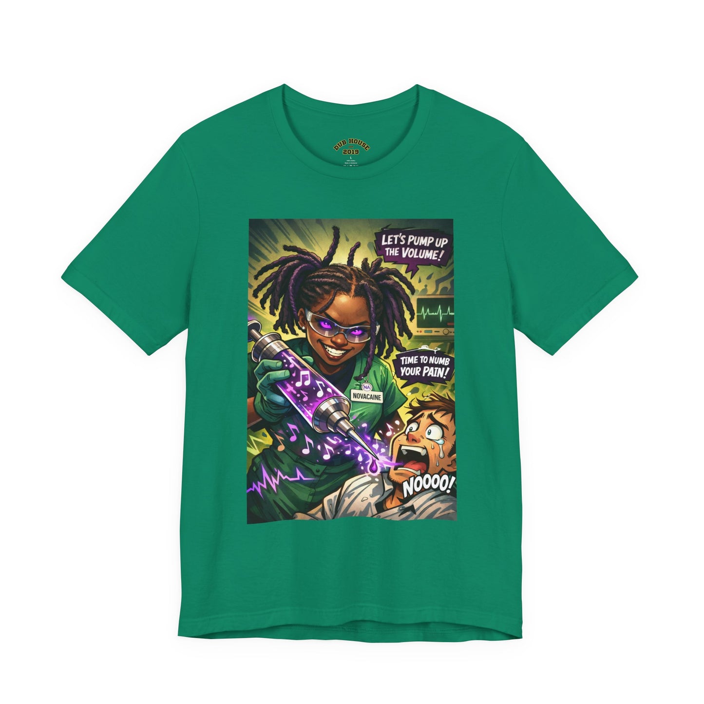 Novacaine Tee — "Let's Pump Up The Volume!" Graphic T-Shirt
