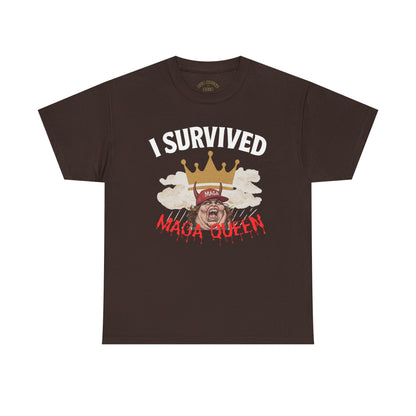 I Survived the Queen on Tik Tok Tee - Unisex Heavy Cotton Tee, Funny Graphic Shirt, Casual Wear
