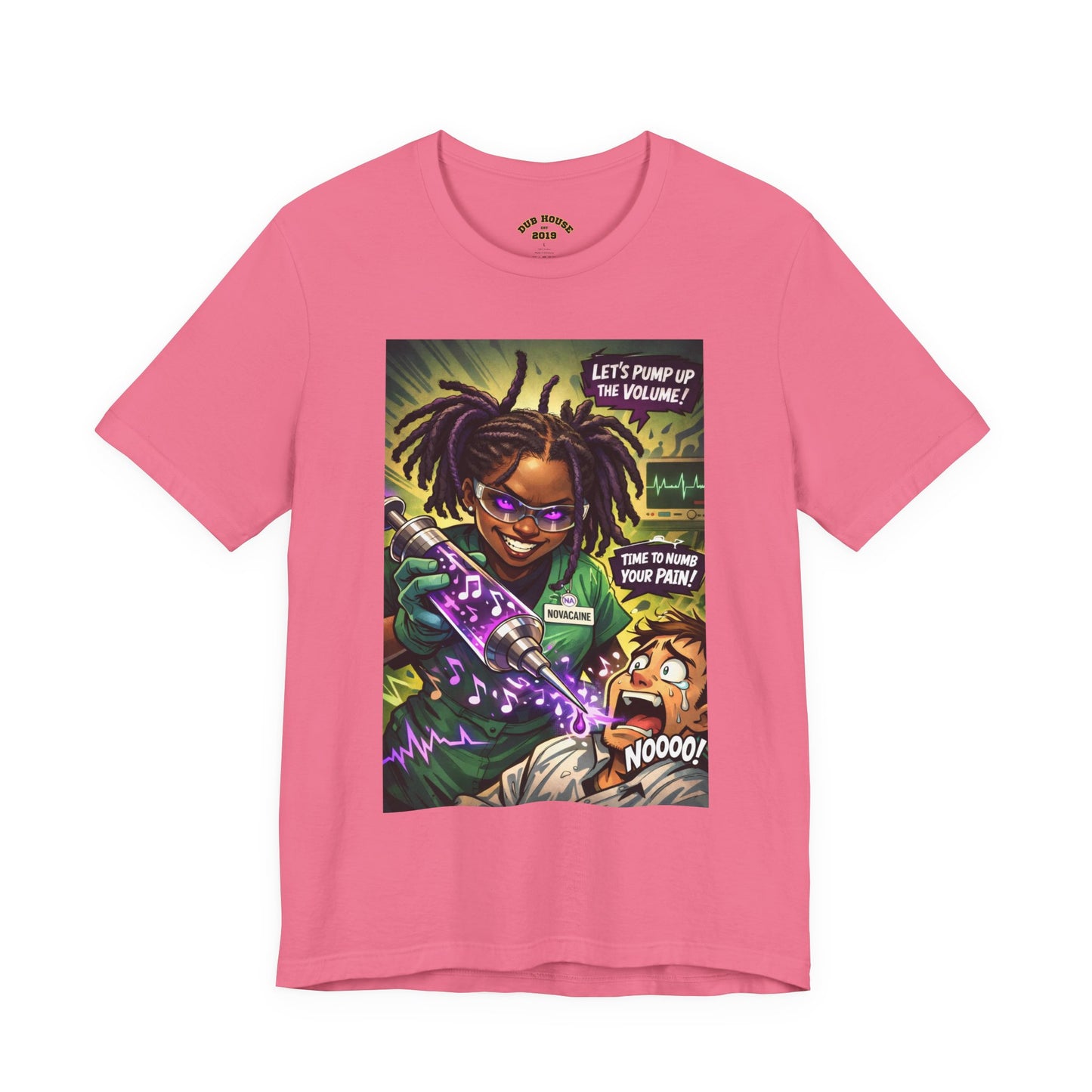Novacaine Tee — "Let's Pump Up The Volume!" Graphic T-Shirt
