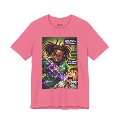 Novacaine Tee — "Let's Pump Up The Volume!" Graphic T-Shirt