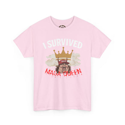 I Survived the Queen on Tik Tok Tee - Unisex Heavy Cotton Tee, Funny Graphic Shirt, Casual Wear