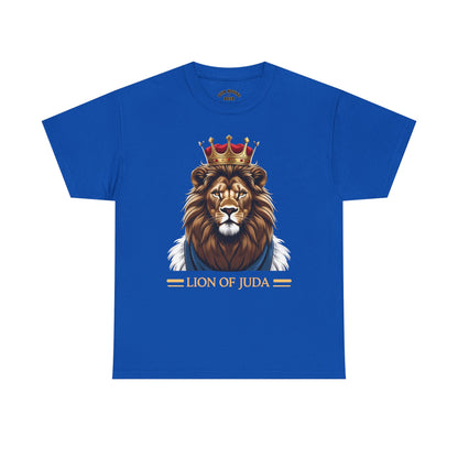 Lion of Juda Unisex Heavy Cotton Tee, Inspirational T-Shirt, Faith-Based Apparel, Christian Gift, Casual Wear, Unique Lion Graphic