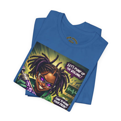 Novacaine Tee — "Let's Pump Up The Volume!" Graphic T-Shirt
