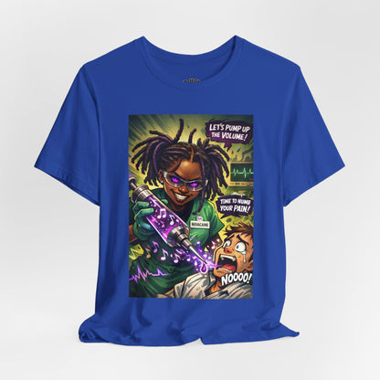 Novacaine Tee — "Let's Pump Up The Volume!" Graphic T-Shirt