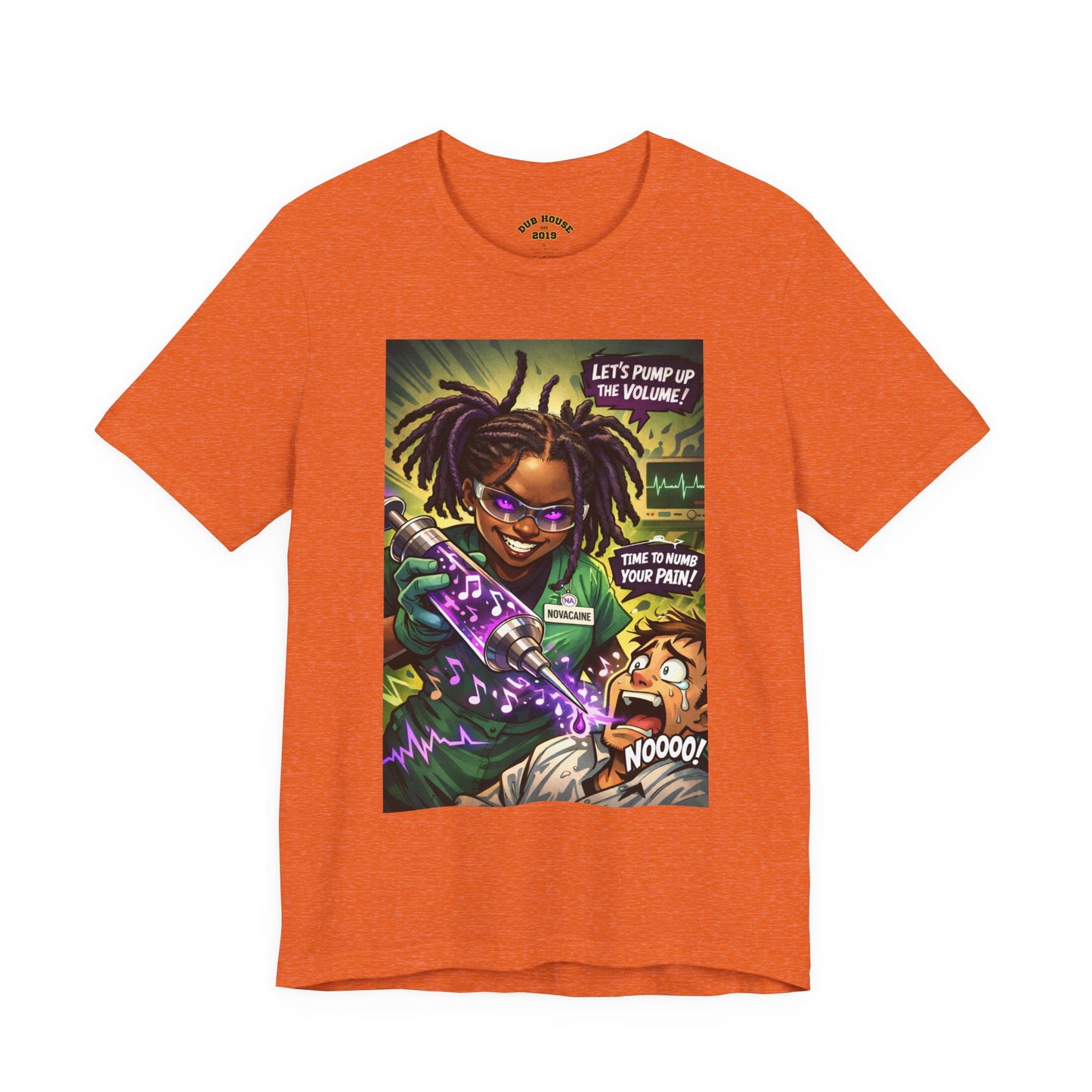 Novacaine Tee — "Let's Pump Up The Volume!" Graphic T-Shirt