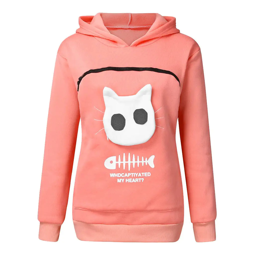 Hoodie Sweatshirt With Cat Pet Pocket Design