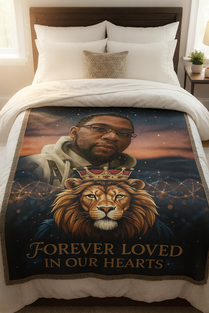Memorial Woven Blanket - Forever Loved Tribute Tapestry Cover