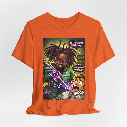 Novacaine Tee — "Let's Pump Up The Volume!" Graphic T-Shirt