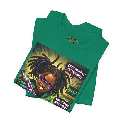 Novacaine Tee — "Let's Pump Up The Volume!" Graphic T-Shirt