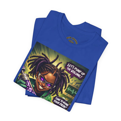 Novacaine Tee — "Let's Pump Up The Volume!" Graphic T-Shirt