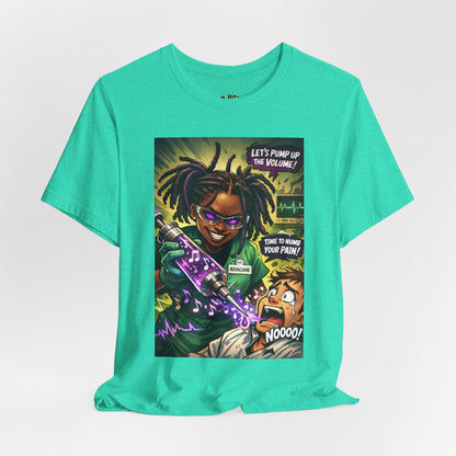 Novacaine Tee — "Let's Pump Up The Volume!" Graphic T-Shirt