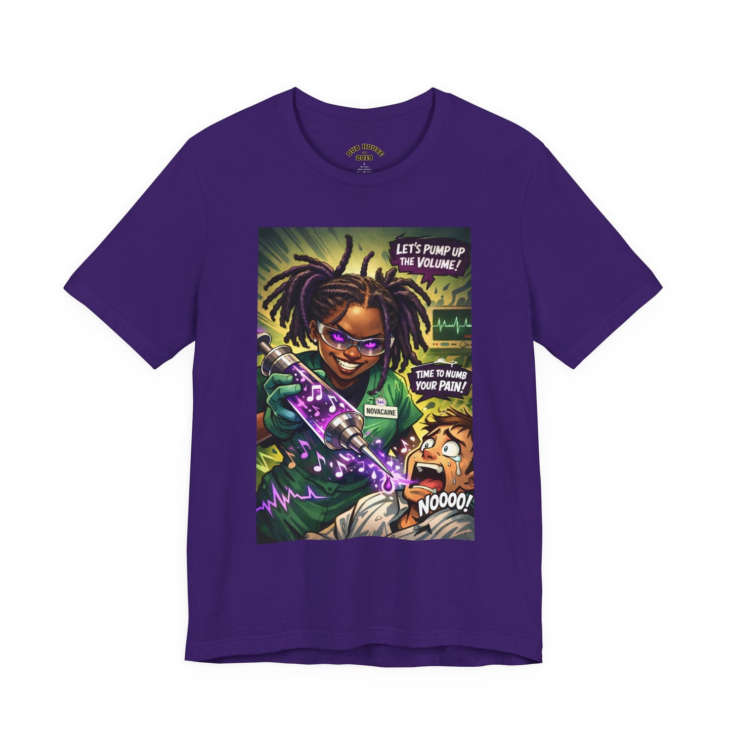 Novacaine Tee — "Let's Pump Up The Volume!" Graphic T-Shirt