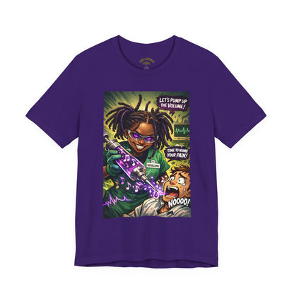 Novacaine Tee — "Let's Pump Up The Volume!" Graphic T-Shirt