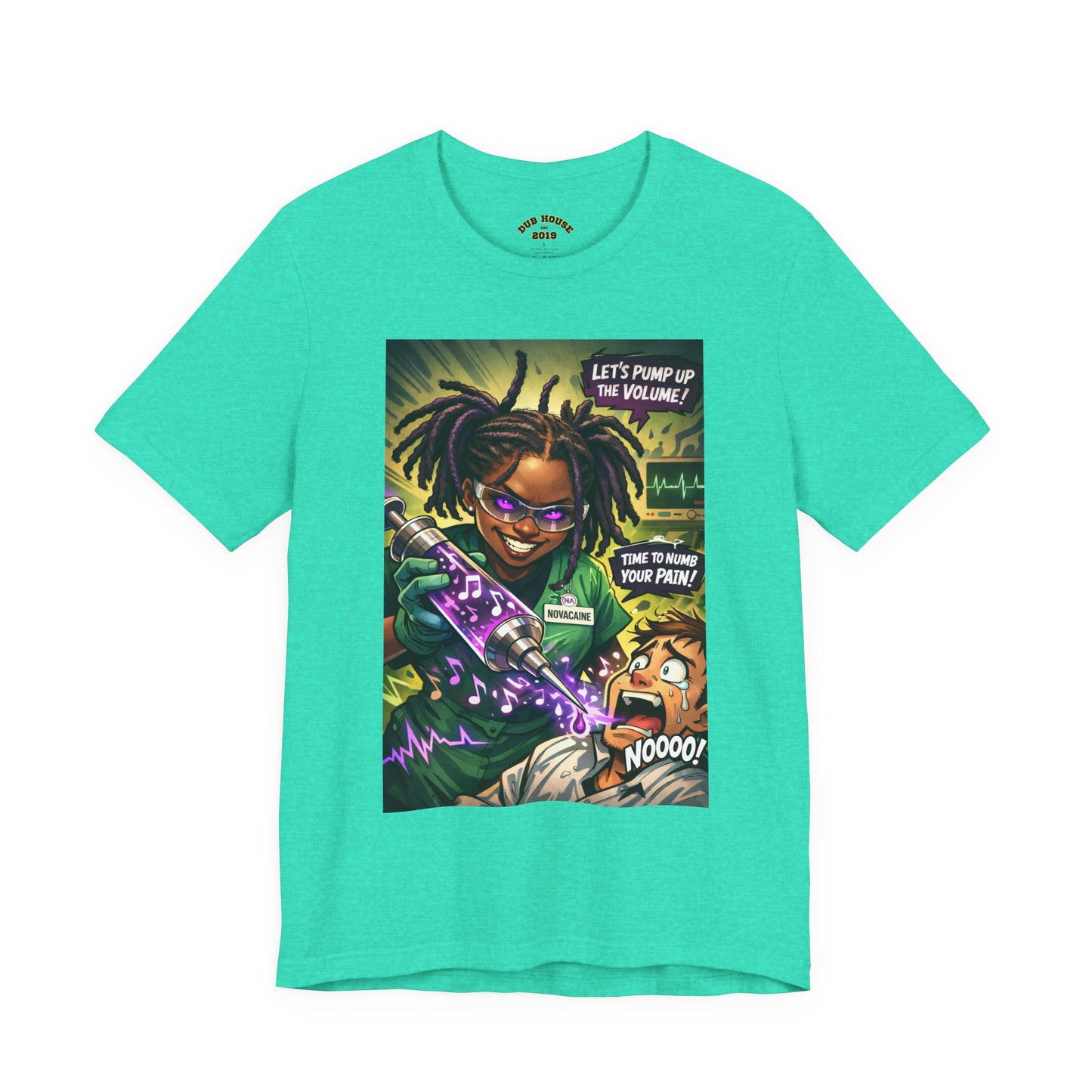 Novacaine Tee — "Let's Pump Up The Volume!" Graphic T-Shirt