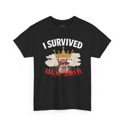 I Survived the Queen on Tik Tok Tee - Unisex Heavy Cotton Tee, Funny Graphic Shirt, Casual Wear