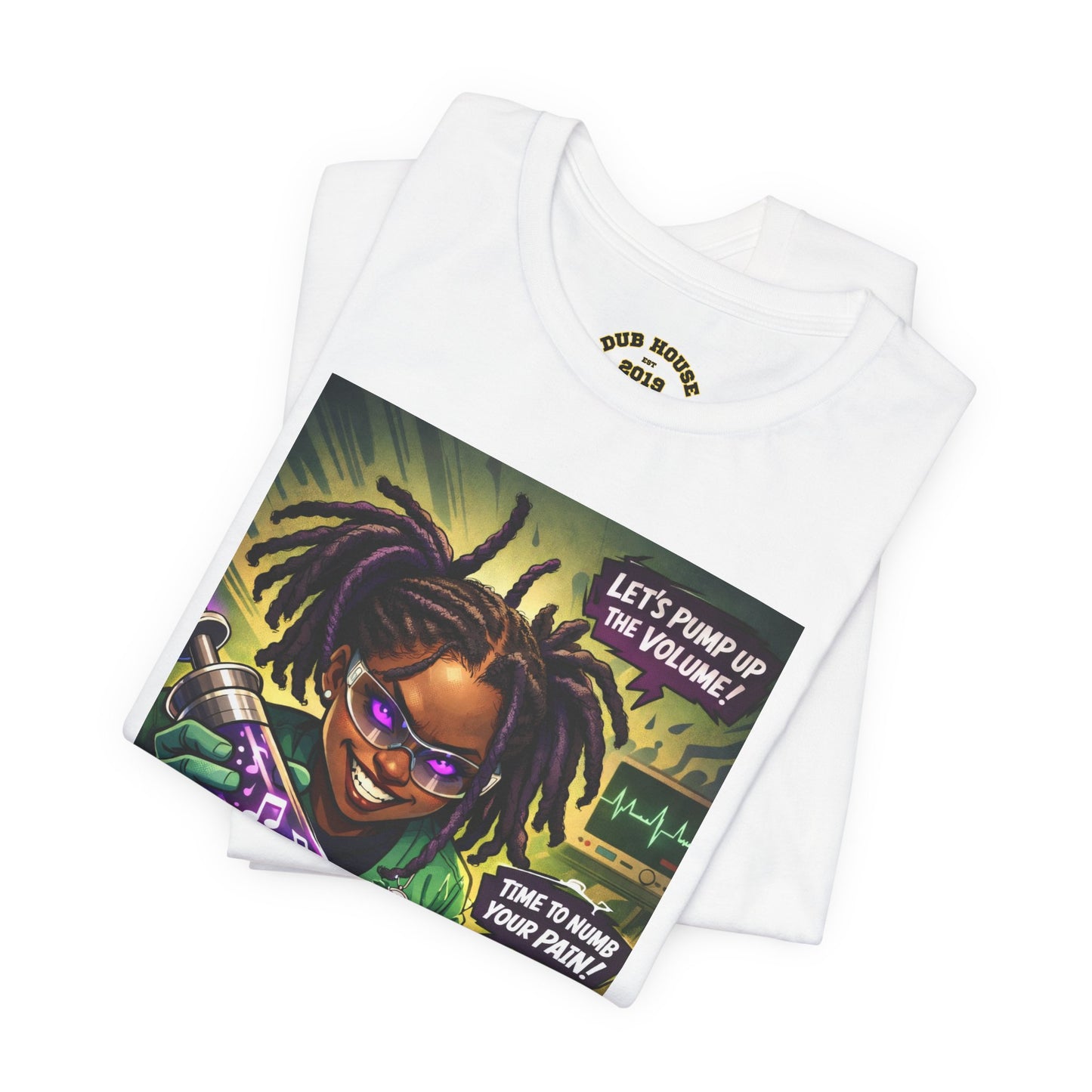 Novacaine Tee — "Let's Pump Up The Volume!" Graphic T-Shirt