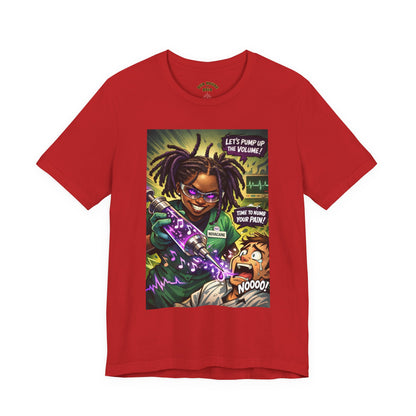 Novacaine Tee — "Let's Pump Up The Volume!" Graphic T-Shirt
