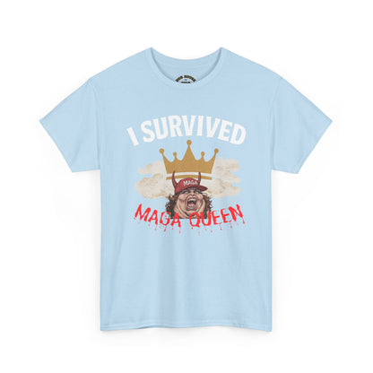 I Survived the Queen on Tik Tok Tee - Unisex Heavy Cotton Tee, Funny Graphic Shirt, Casual Wear