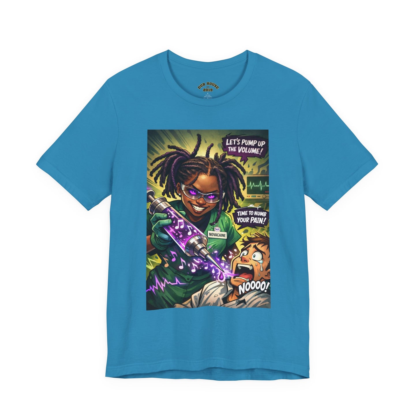 Novacaine Tee — "Let's Pump Up The Volume!" Graphic T-Shirt