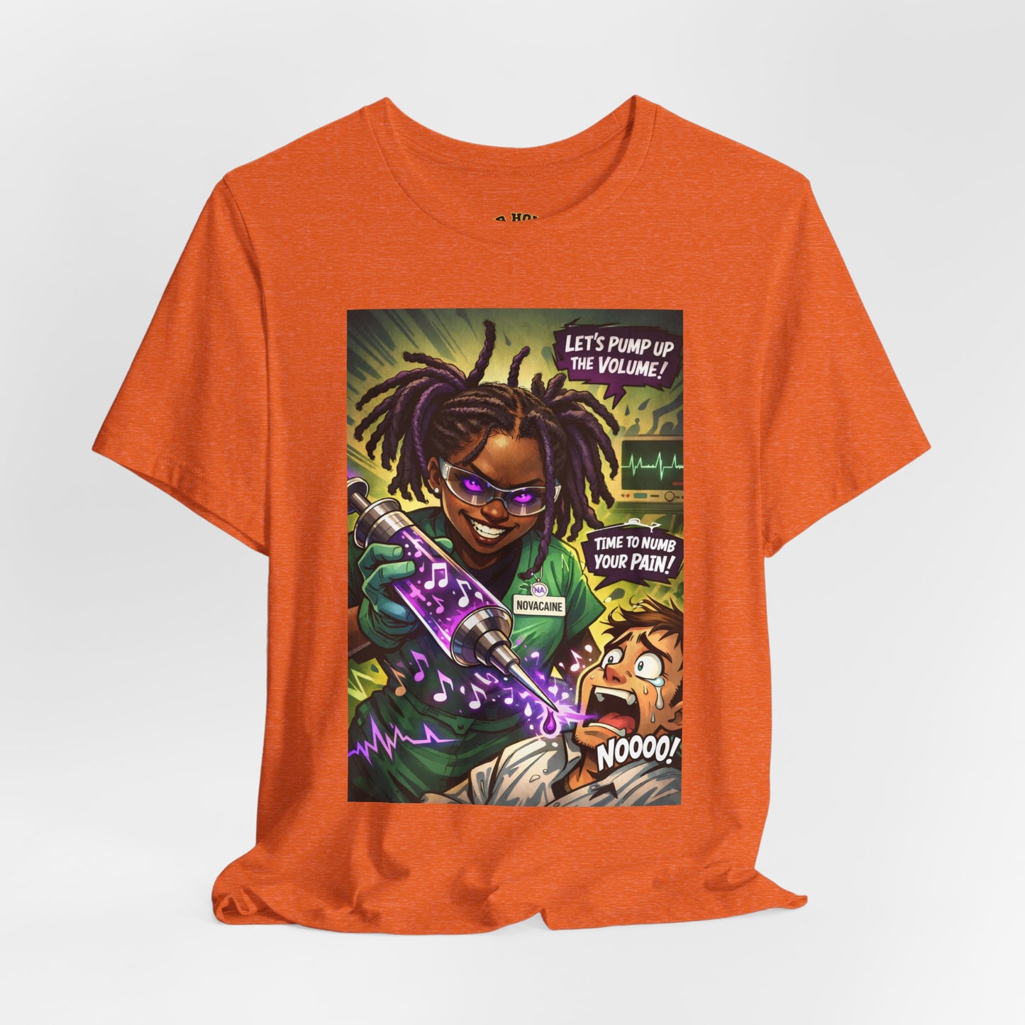 Novacaine Tee — "Let's Pump Up The Volume!" Graphic T-Shirt