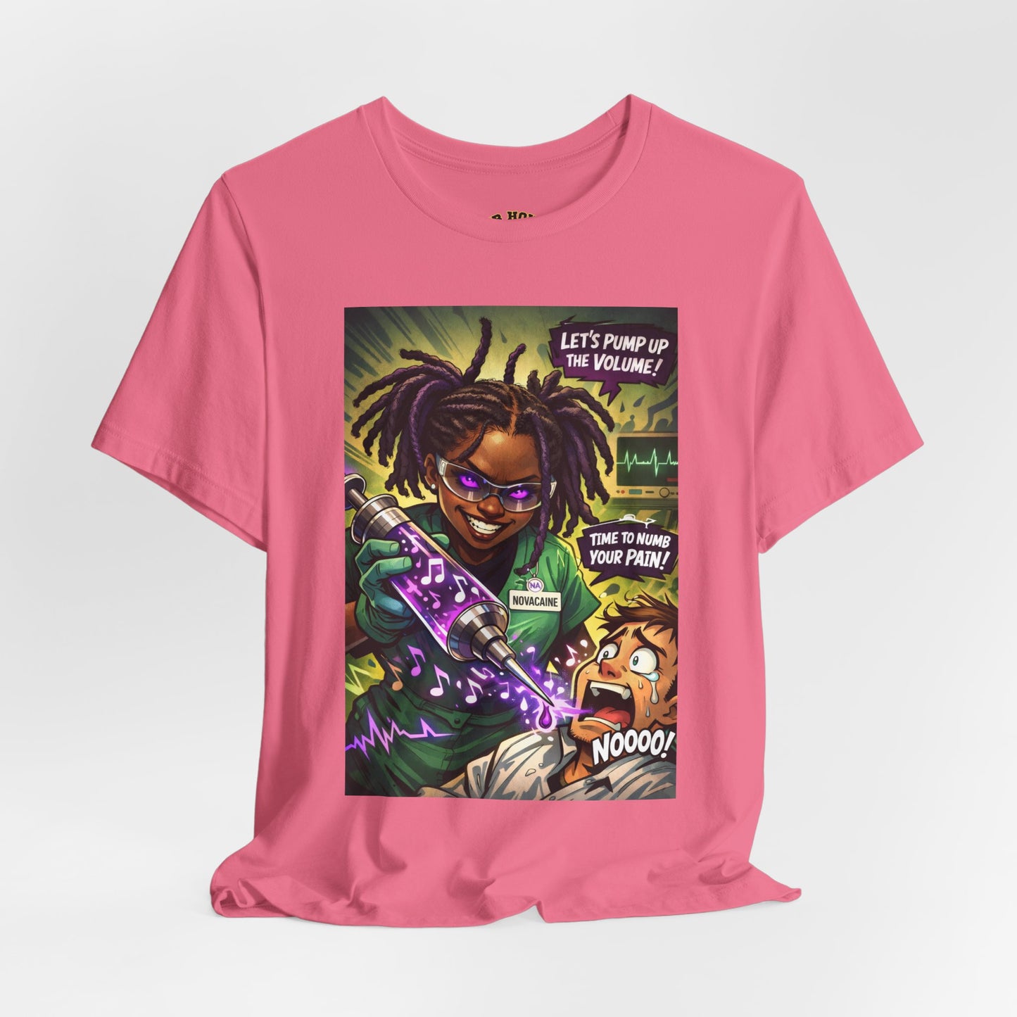 Novacaine Tee — "Let's Pump Up The Volume!" Graphic T-Shirt