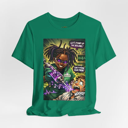 Novacaine Tee — "Let's Pump Up The Volume!" Graphic T-Shirt