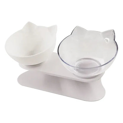 Pet Double Cat Bowl With Raised Stand